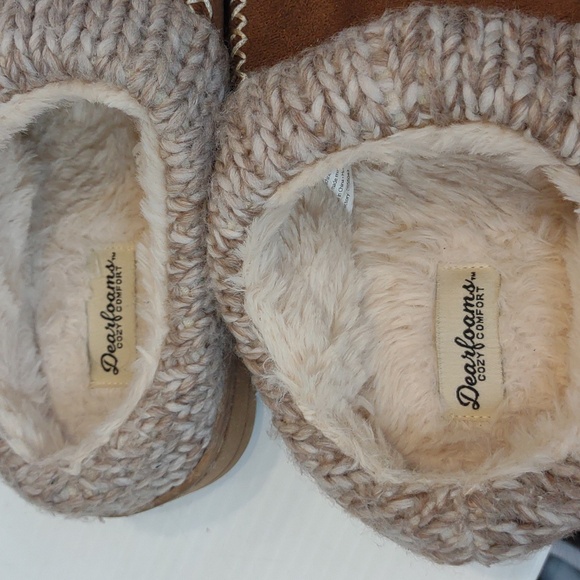 Dearfoams Cozy Comfort Women's Moc Toe Clog Slippers with Chunky Knit Collar - Picture 6 of 12